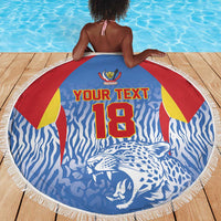 Custom DR Congo Football 2026 Beach Blanket Leopard Power Fan Style