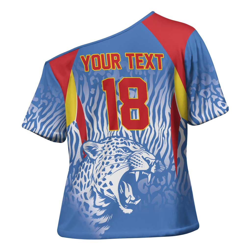 Custom DR Congo Football 2026 Cross Shoulder Shirt Leopard Power Fan Style