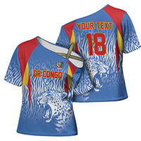 Custom DR Congo Football 2026 Cross Shoulder Shirt Leopard Power Fan Style