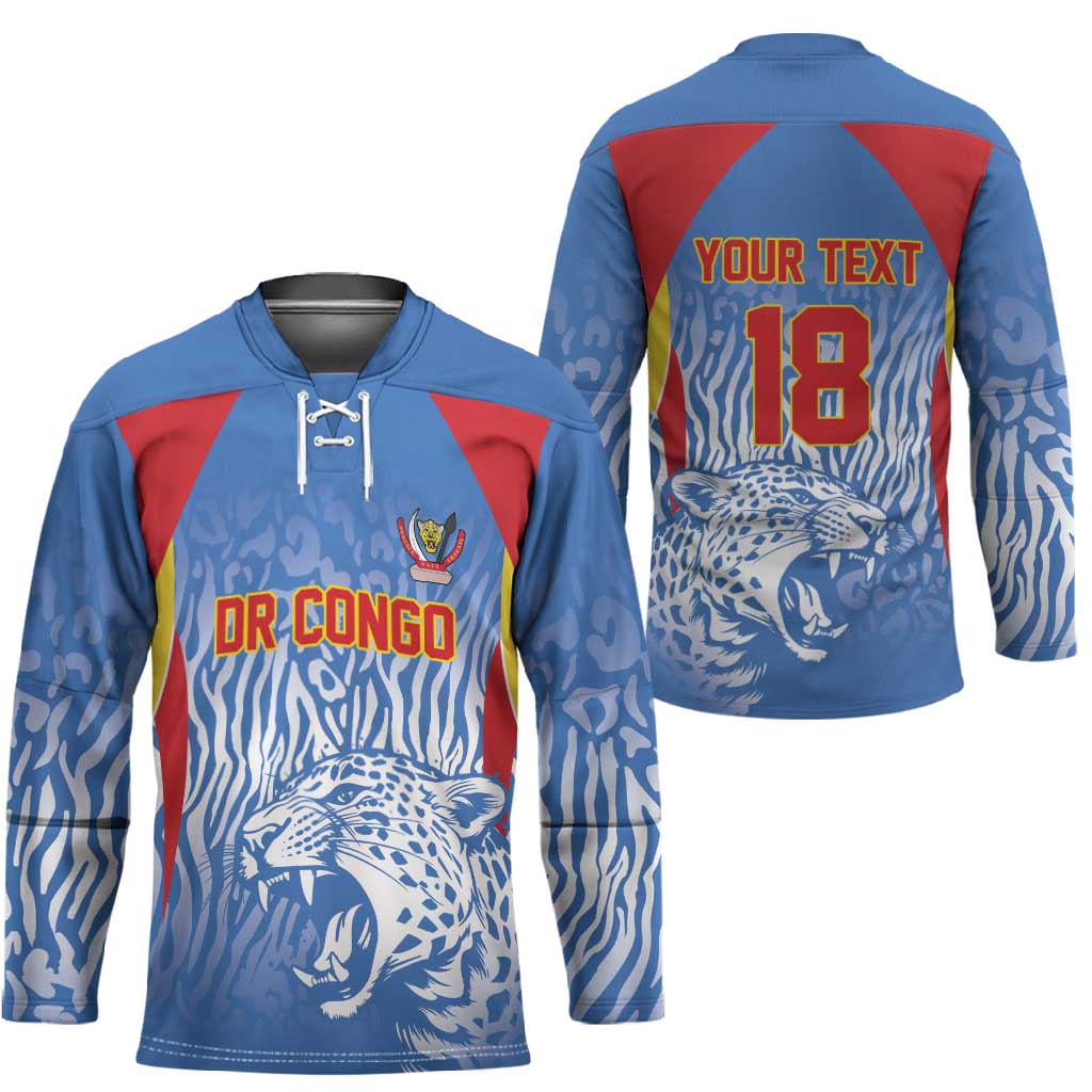 Custom DR Congo Football 2026 Hockey Jersey Leopard Power Fan Style