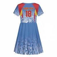 Custom DR Congo Football 2026 Kid Short Sleeve Dress Leopard Power Fan Style