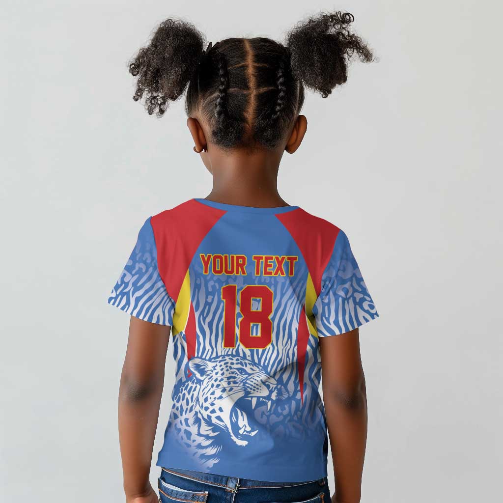 Custom DR Congo Football 2026 Kid T shirt Leopard Power Fan Style