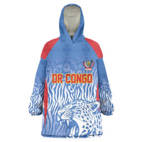 Custom DR Congo Football 2026 Kid Wearable Blanket Hoodie Leopard Power Fan Style