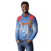 Custom DR Congo Football 2026 Long Sleeve Polo Shirt Leopard Power Fan Style