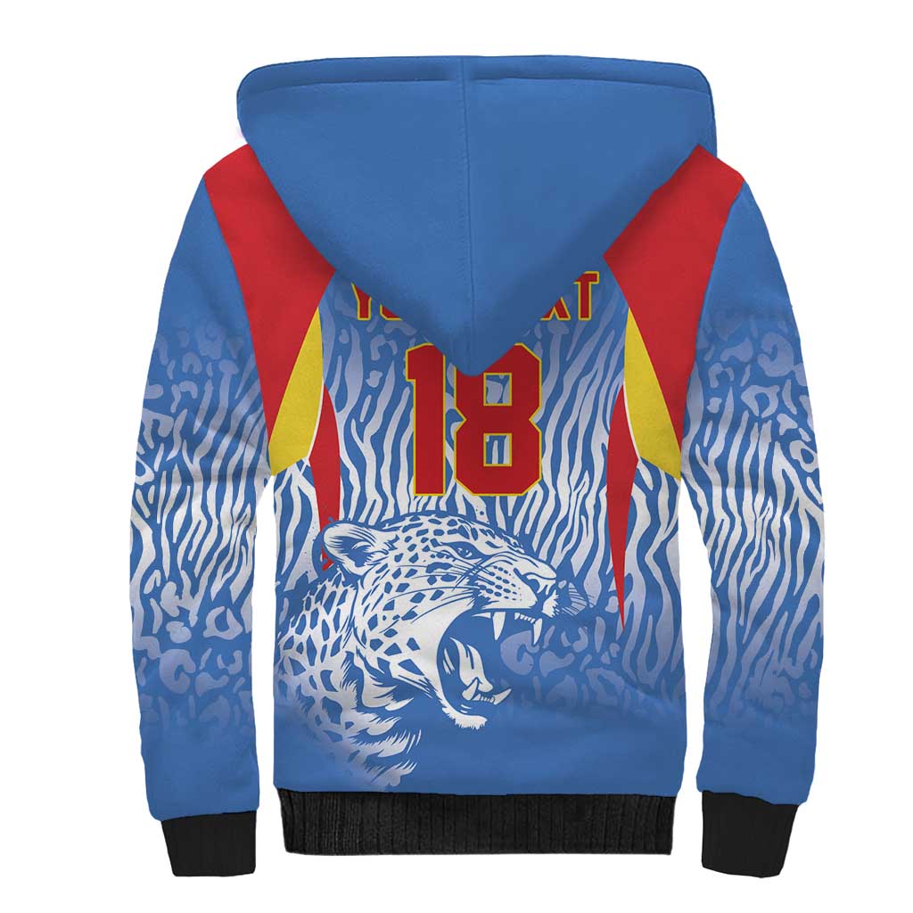 Custom DR Congo Football 2026 Sherpa Hoodie Leopard Power Fan Style