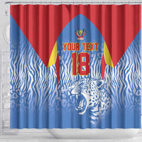Custom DR Congo Football 2026 Shower Curtain Leopard Power Fan Style