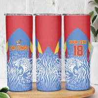 Custom DR Congo Football 2026 Skinny Tumbler Leopard Power Fan Style