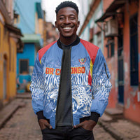 Custom DR Congo Football 2026 Sleeve Zip Bomber Jacket Leopard Power Fan Style