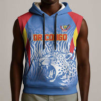 Custom DR Congo Football 2026 Sleeveless Hoodie Leopard Power Fan Style