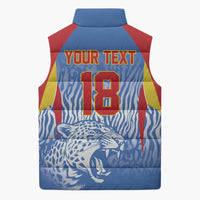 Custom DR Congo Football 2026 Sleeveless Puffer Jacket Leopard Power Fan Style