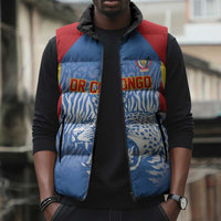 Custom DR Congo Football 2026 Sleeveless Puffer Jacket Leopard Power Fan Style