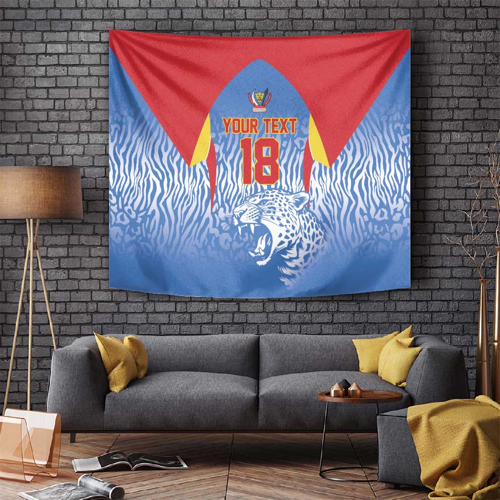 Custom DR Congo Football 2026 Tapestry Leopard Power Fan Style