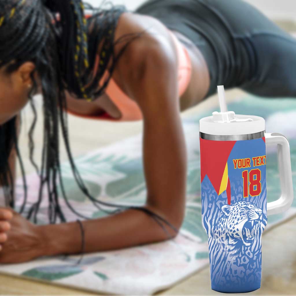 Custom DR Congo Football 2026 Tumbler With Handle Leopard Power Fan Style