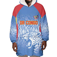 Custom DR Congo Football 2026 Wearable Blanket Hoodie Leopard Power Fan Style