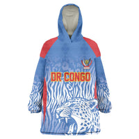 Custom DR Congo Football 2026 Wearable Blanket Hoodie Leopard Power Fan Style