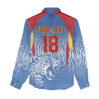 Custom DR Congo Football 2026 Women Casual Shirt Leopard Power Fan Style