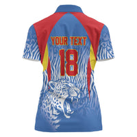 Custom DR Congo Football 2026 Women Polo Shirt Leopard Power Fan Style