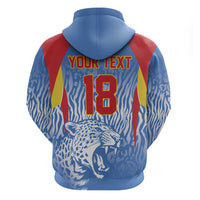 Custom DR Congo Football 2026 Zip Hoodie Leopard Power Fan Style
