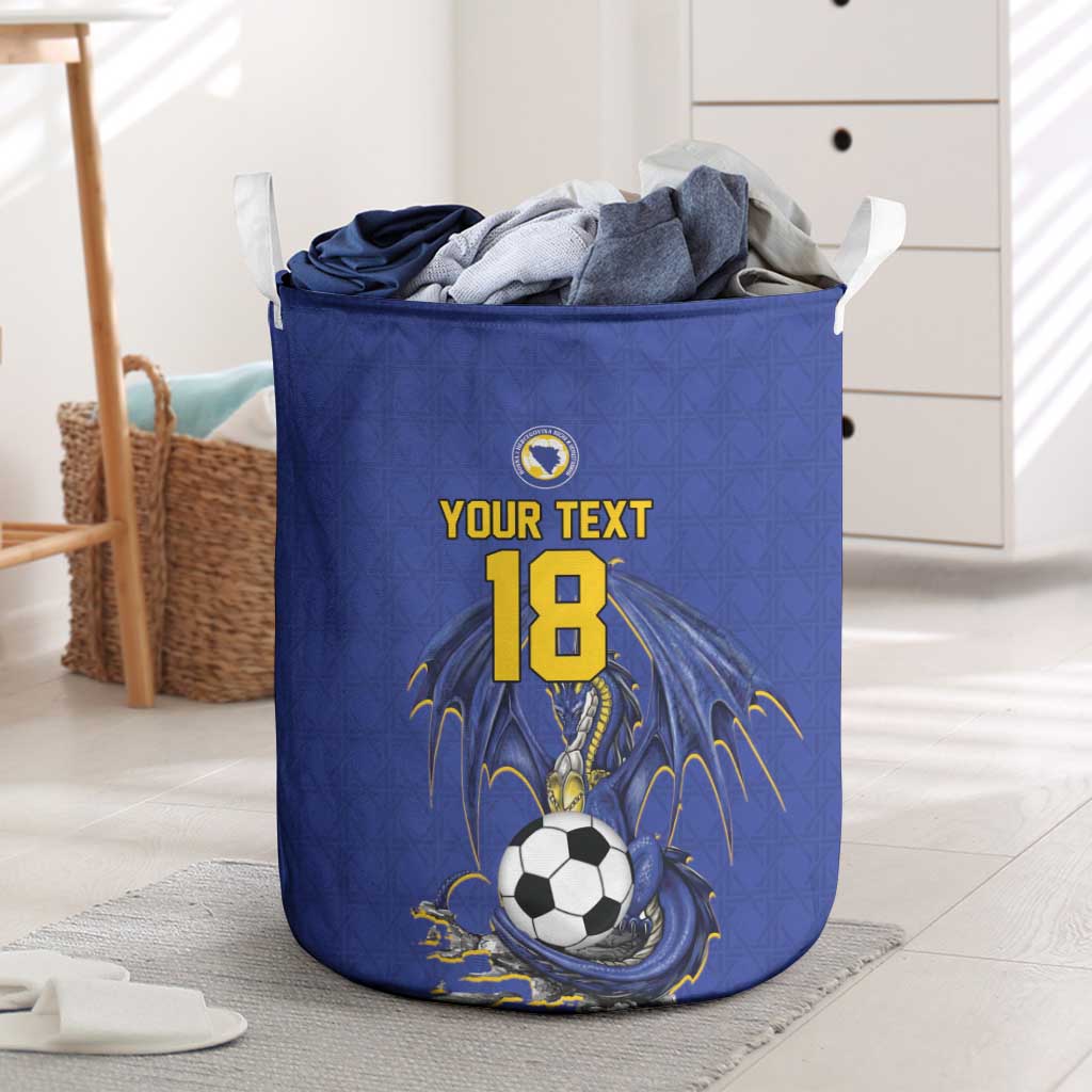 Custom Bosnia and Herzegovina Football 2026 Laundry Basket Blue Dragon National Pride