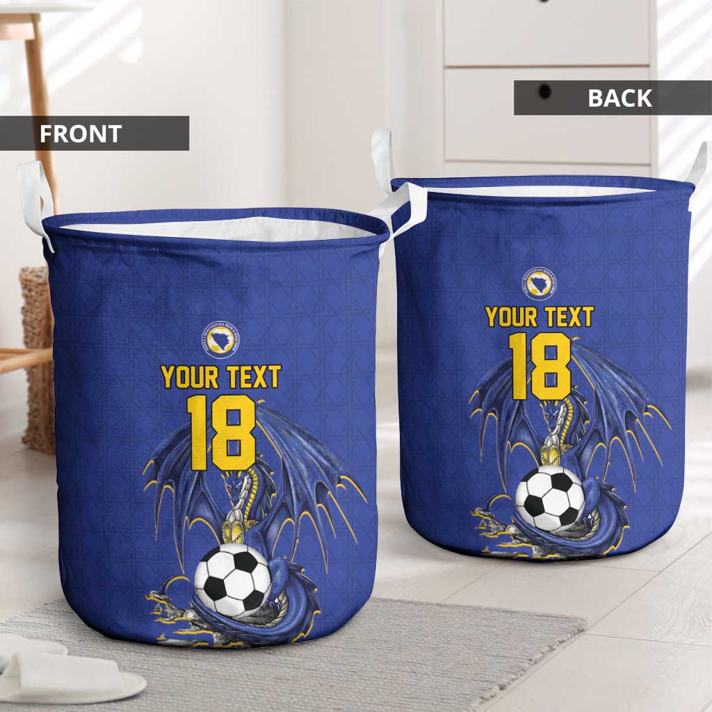 Custom Bosnia and Herzegovina Football 2026 Laundry Basket Blue Dragon National Pride
