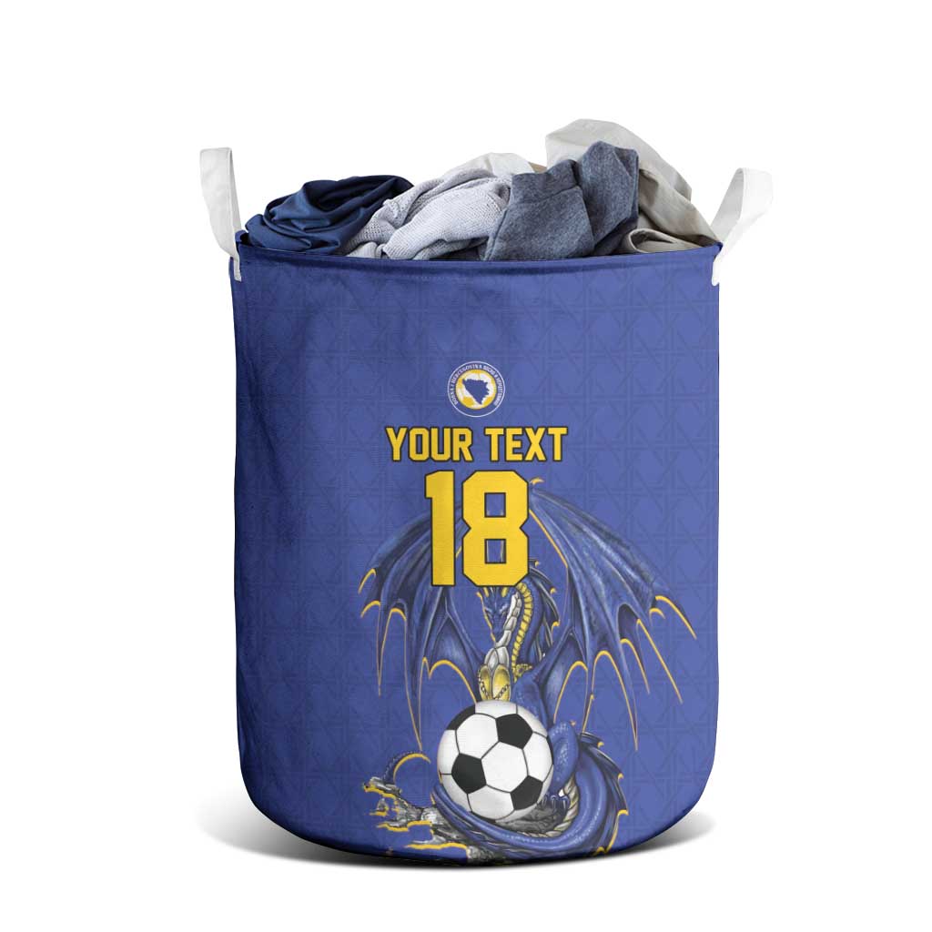 Custom Bosnia and Herzegovina Football 2026 Laundry Basket Blue Dragon National Pride