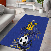Custom Bosnia and Herzegovina Football 2026 Area Rug Blue Dragon National Pride