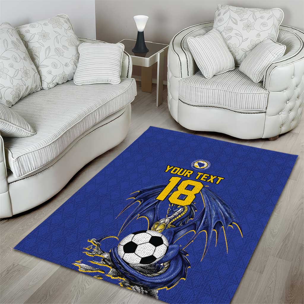 Custom Bosnia and Herzegovina Football 2026 Area Rug Blue Dragon National Pride