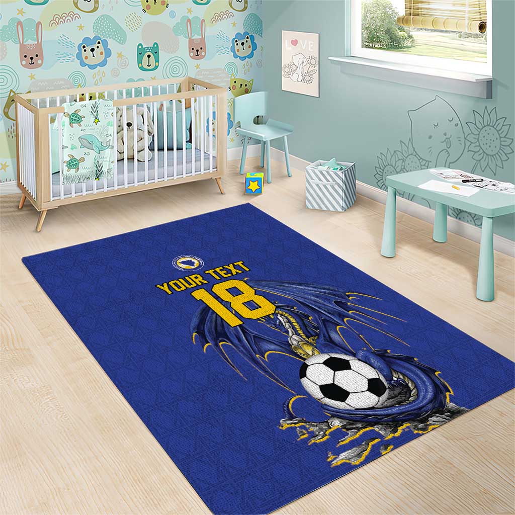 Custom Bosnia and Herzegovina Football 2026 Area Rug Blue Dragon National Pride