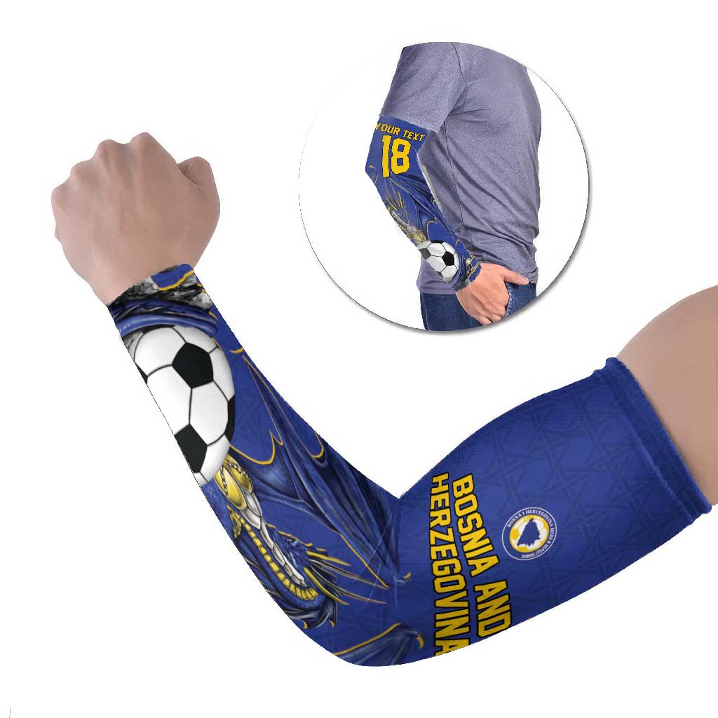 Custom Bosnia and Herzegovina Football 2026 Arm Sleeves Blue Dragon National Pride