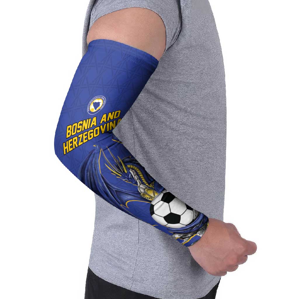 Custom Bosnia and Herzegovina Football 2026 Arm Sleeves Blue Dragon National Pride
