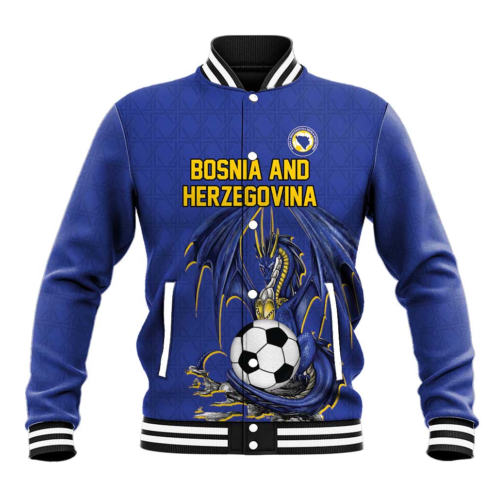 Custom Bosnia and Herzegovina Football 2026 Baseball Jacket Blue Dragon National Pride