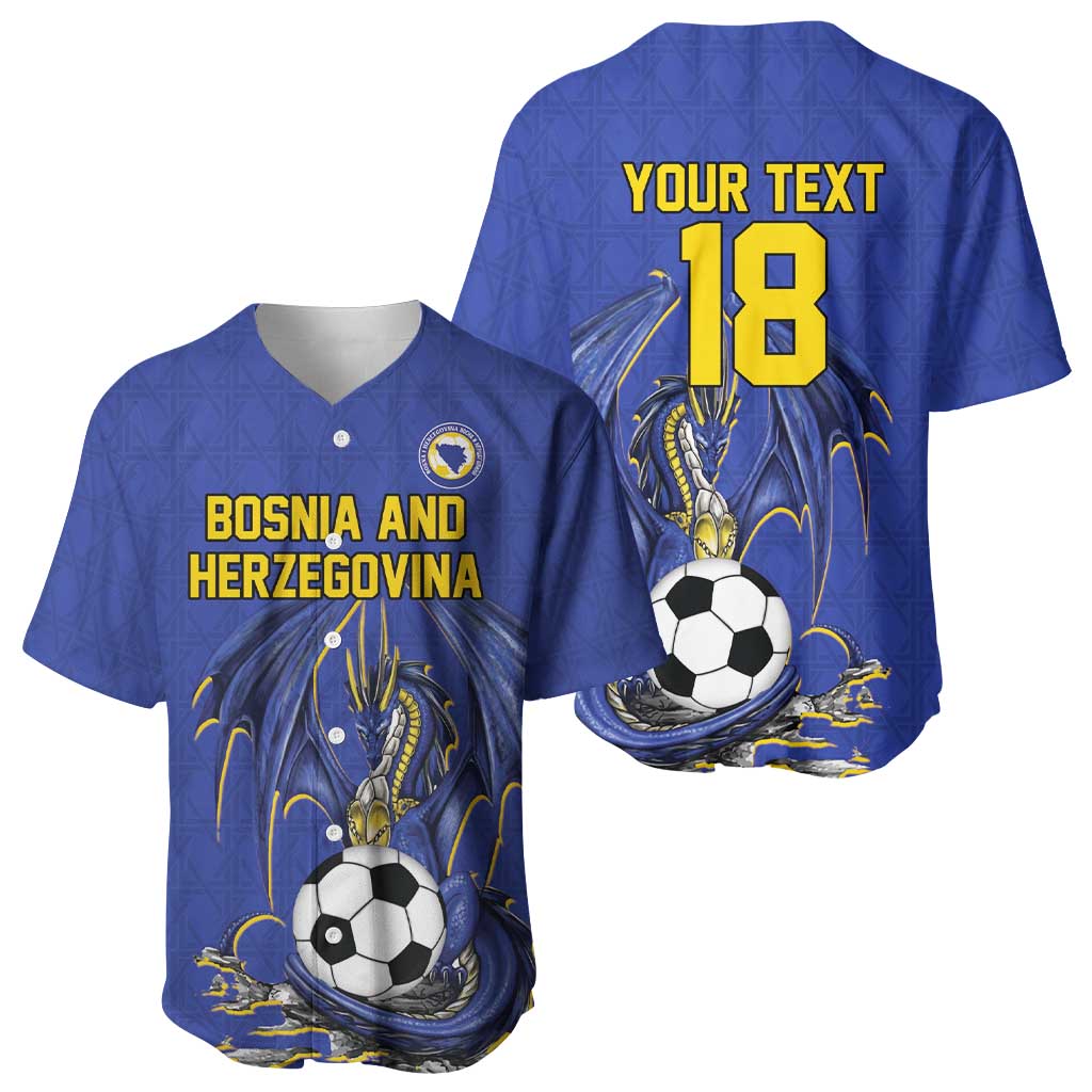 Custom Bosnia and Herzegovina Football 2026 Baseball Jersey Blue Dragon National Pride