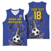 Custom Bosnia and Herzegovina Football 2026 Basketball Jersey Blue Dragon National Pride
