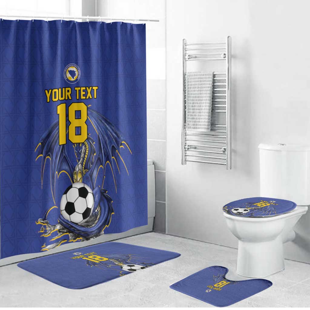 Custom Bosnia and Herzegovina Football 2026 Bathroom Set Blue Dragon National Pride