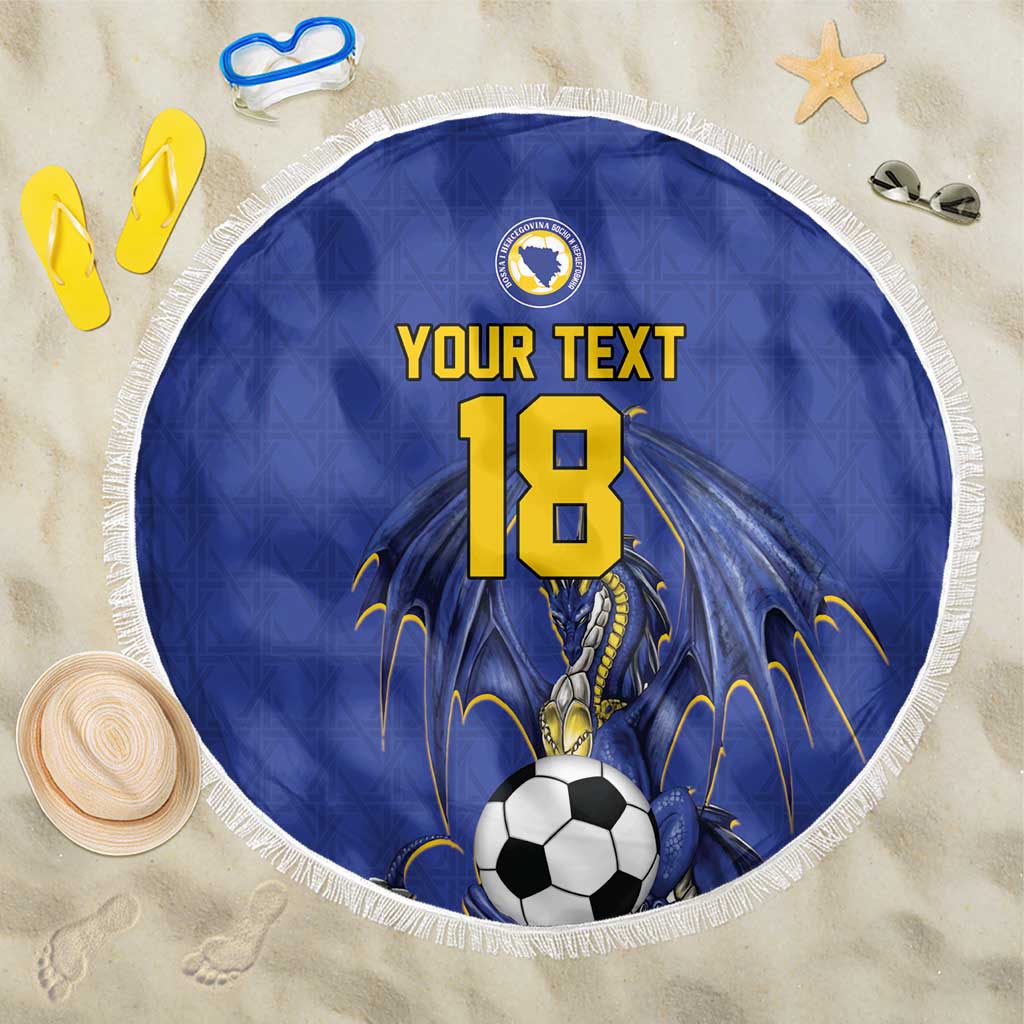Custom Bosnia and Herzegovina Football 2026 Beach Blanket Blue Dragon National Pride