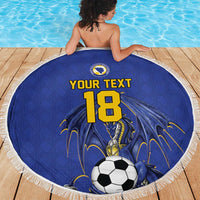 Custom Bosnia and Herzegovina Football 2026 Beach Blanket Blue Dragon National Pride