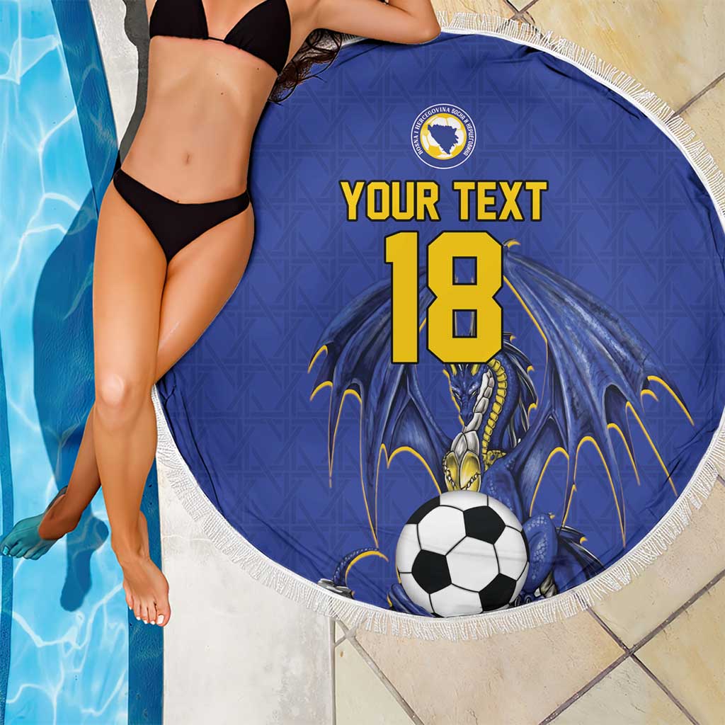 Custom Bosnia and Herzegovina Football 2026 Beach Blanket Blue Dragon National Pride
