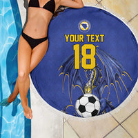 Custom Bosnia and Herzegovina Football 2026 Beach Blanket Blue Dragon National Pride