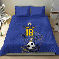 Custom Bosnia and Herzegovina Football 2026 Bedding Set Blue Dragon National Pride