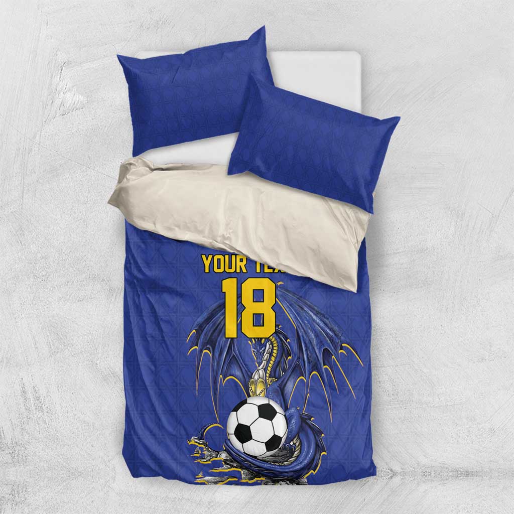 Custom Bosnia and Herzegovina Football 2026 Bedding Set Blue Dragon National Pride