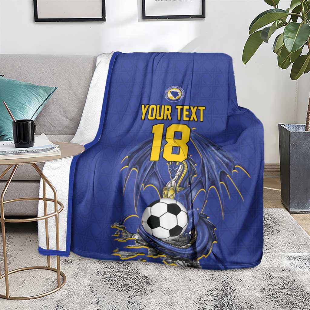 Custom Bosnia and Herzegovina Football 2026 Blanket Blue Dragon National Pride