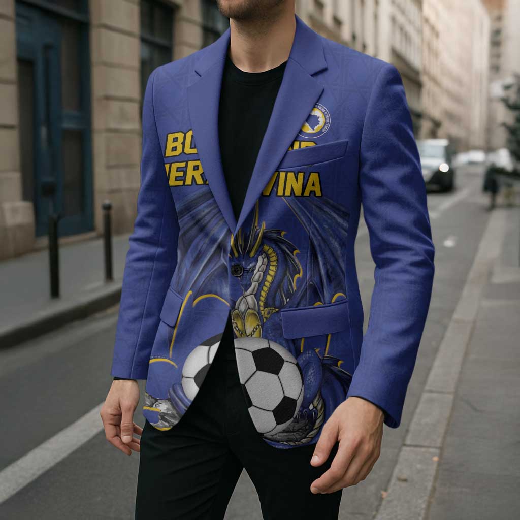 Custom Bosnia and Herzegovina Football 2026 Blazer Blue Dragon National Pride