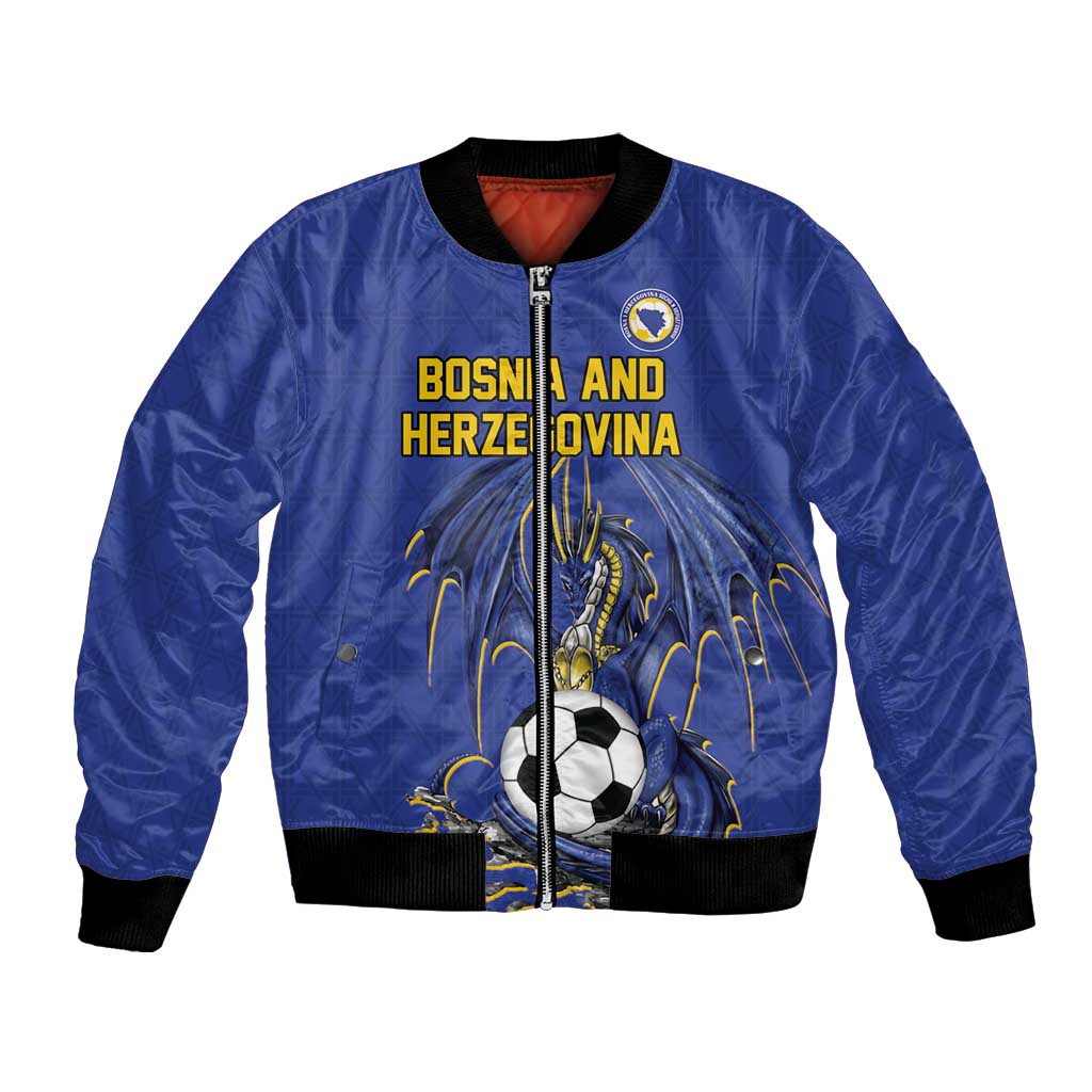 Custom Bosnia and Herzegovina Football 2026 Bomber Jacket Blue Dragon National Pride
