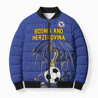 Custom Bosnia and Herzegovina Football 2026 Bomber Puffer Jacket Blue Dragon National Pride