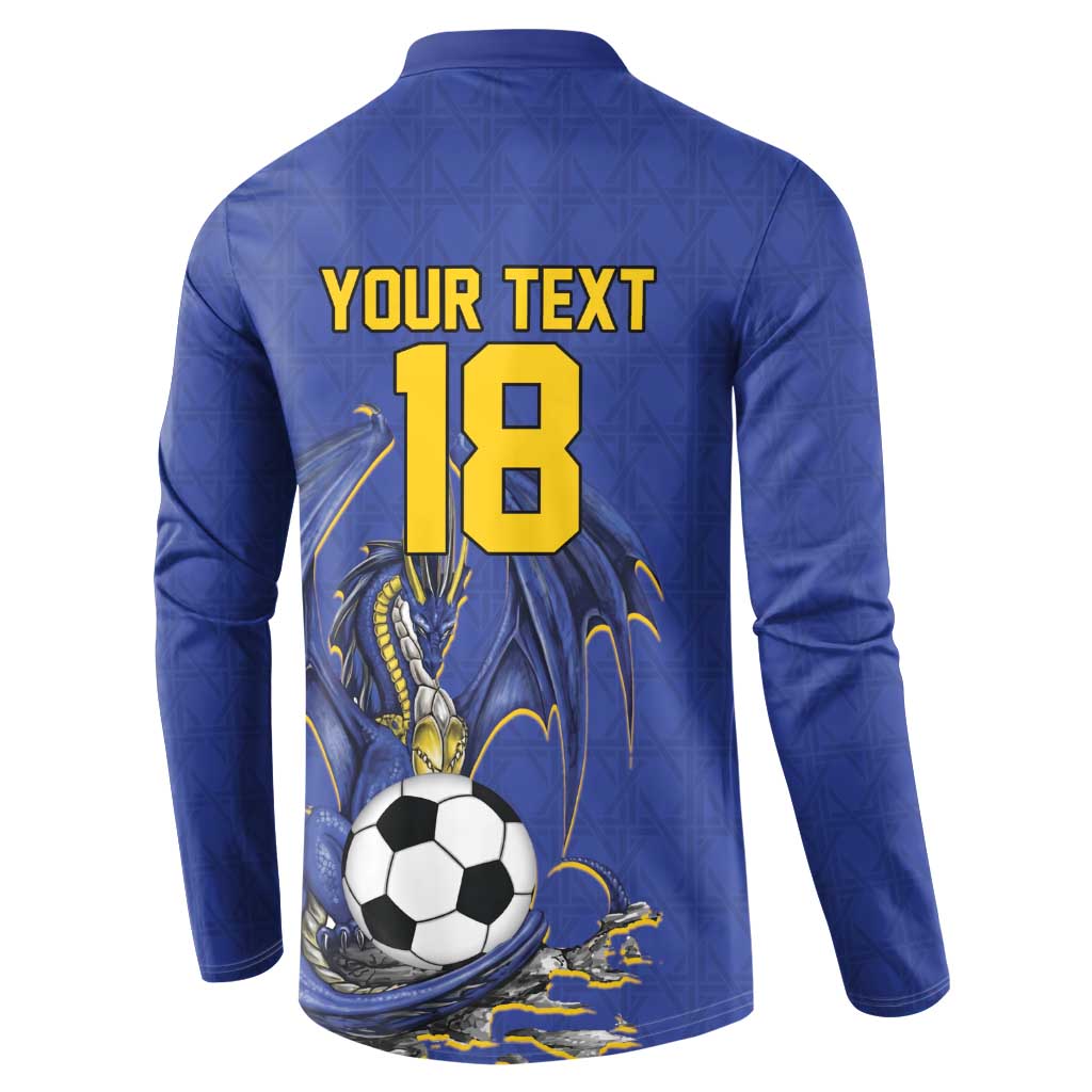 Custom Bosnia and Herzegovina Football 2026 Button Sweatshirt Blue Dragon National Pride