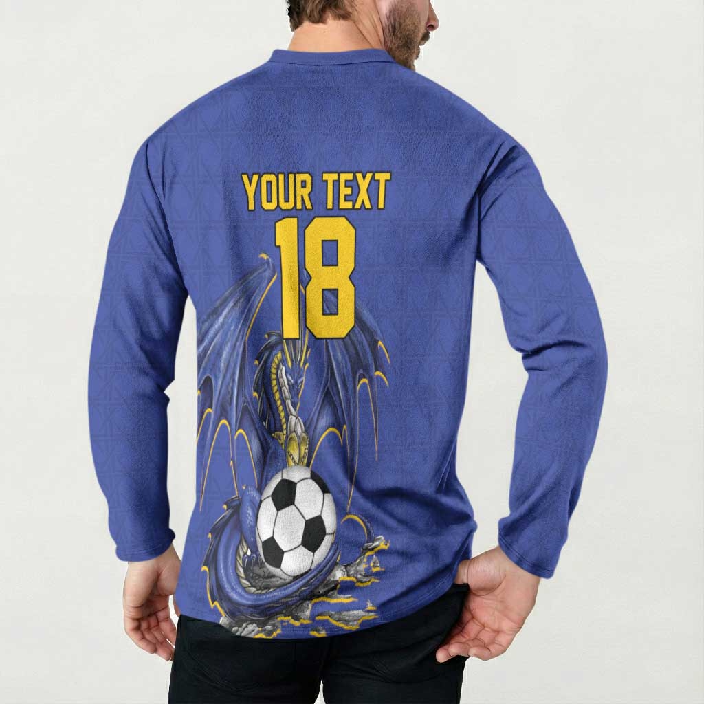 Custom Bosnia and Herzegovina Football 2026 Button Sweatshirt Blue Dragon National Pride