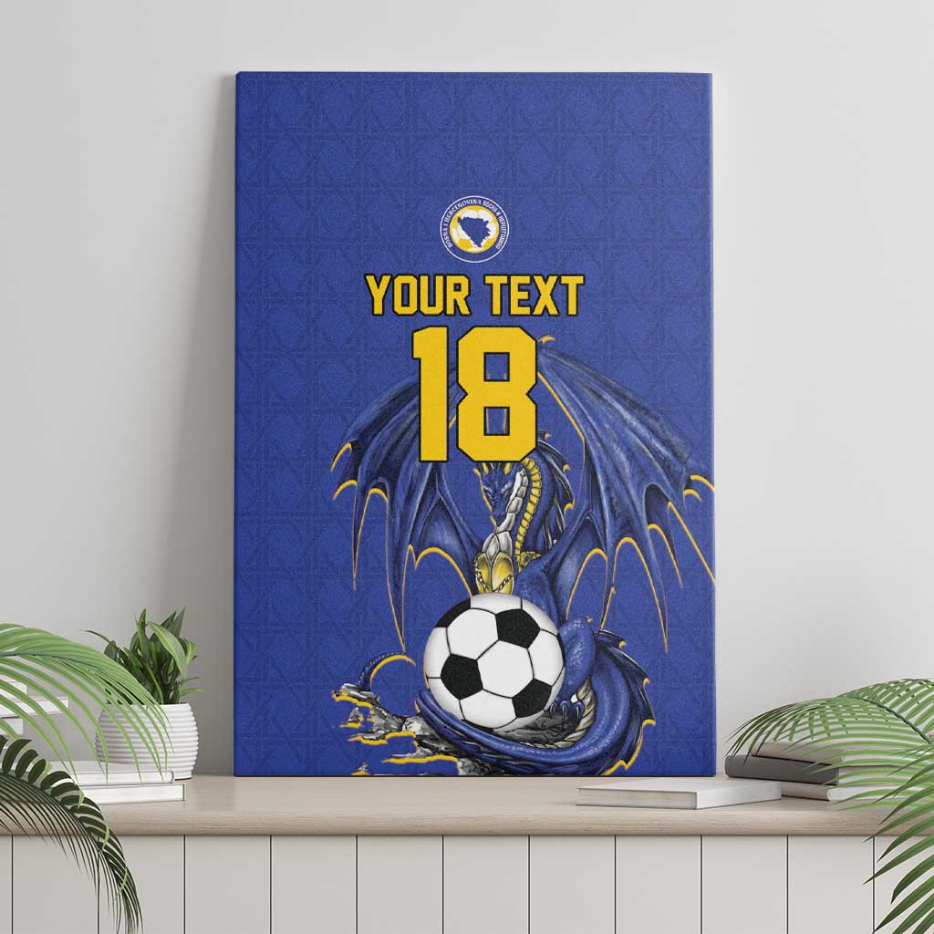 Custom Bosnia and Herzegovina Football 2026 Canvas Wall Art Blue Dragon National Pride