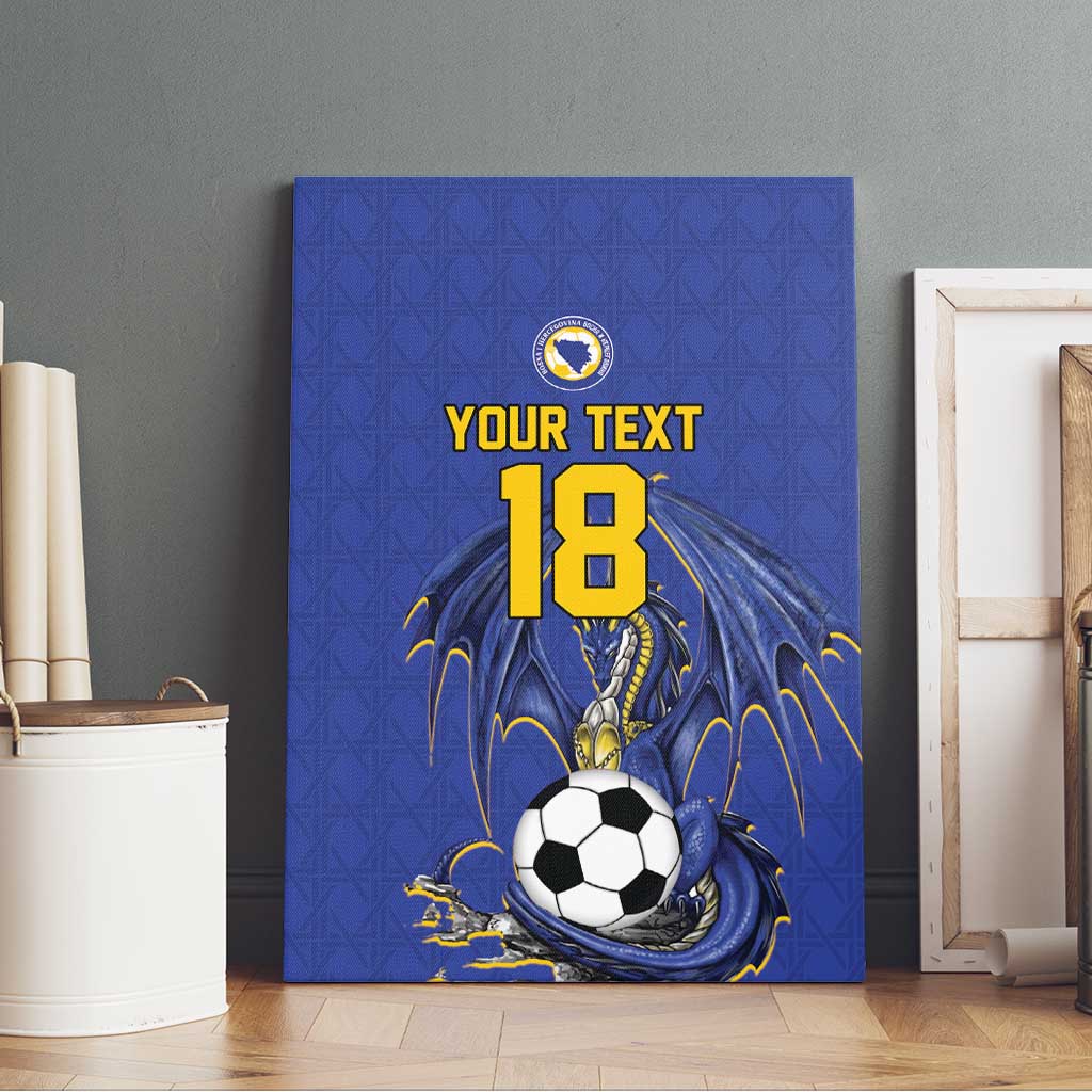 Custom Bosnia and Herzegovina Football 2026 Canvas Wall Art Blue Dragon National Pride