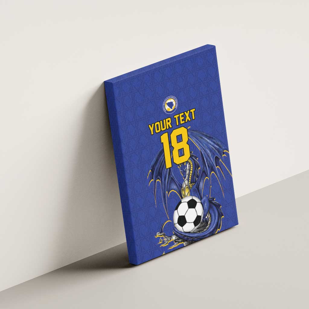 Custom Bosnia and Herzegovina Football 2026 Canvas Wall Art Blue Dragon National Pride