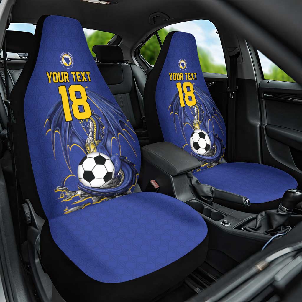 Custom Bosnia and Herzegovina Football 2026 Car Seat Cover Blue Dragon National Pride